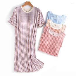 Women's Sleepwear Nightgown Woman Big Size Fashion Short Sleeve Modal Home Wear Summer Chest Pad Dress Ladies Nightwear Sleepshirt