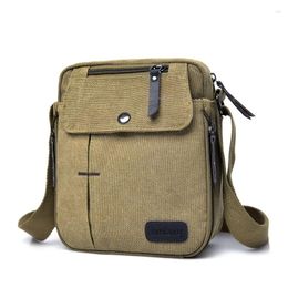 Bag Men's Vintage Canvas Rucksack Zipper Shoulder Messenger Sling Multifunction Outdoor Travel Sport Back Pack
