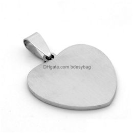 Charms Sier Plated Stainless Steel Diy Heart Charms Pendant Blank Dog Tags Fashion Jewellery For Lover Necklaces Drop Delivery Jewellery J Dhukm
