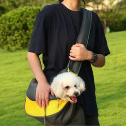 1pc Outdoor Travel Mesh Oxford Pet Puppy Handbag Pouch Single Shoulder Bag Sling Mesh Comfort Travel Tote Shoulder Bags 240401