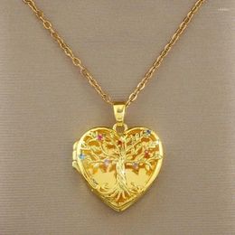Pendant Necklaces Exquisite Heart-shaped Tree Of Life Openable And Closable Po Necklace A Christmas Birthday Gift For Women