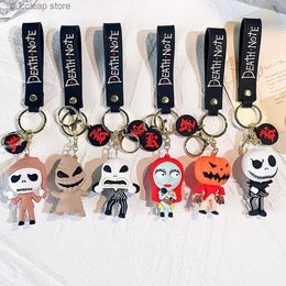 Keychains Lanyards The Nightmre Before Christmas Keychain Jewellery Jack Skellington Sally Sile Pendant Keyring Car Key Chain Accessories Y240316