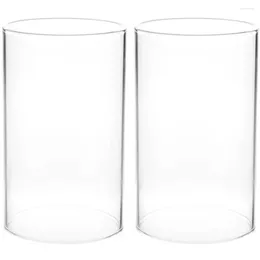 Candle Holders 2 Pcs Shade Transparent Cover Classic Holder Sleeve Desktop Clear Open Ended Shades Glass