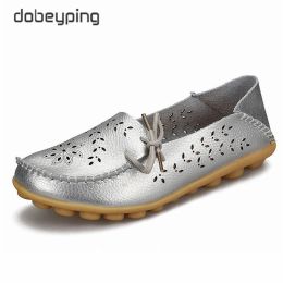 Flats Women's Casual Shoes Genuine Leather Woman Loafers SlipOn Female Flats Moccasins Ladies Driving Shoe CutOuts Mother Footwear