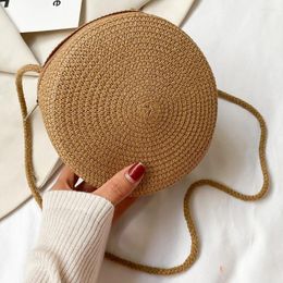 Shoulder Bags Summer Straw Circle Vintage Women Beach Round Rattan Crossbody Bag