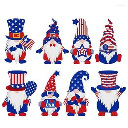 Party Decoration 4th Of July Gnomes Decorations Stars And Strips Decor Wood Dangle Slices Pendants Independence Day Elf Pendant Home Supply