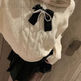 Women's Sweaters designer High end 1.1 women's MIU Miao Academy style doll neck pearl bow sweater BDGS