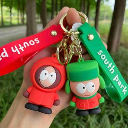 Keychains Lanyards South Parkes Dolls Key Chains Anime Figure Key Ring Kawaii Bags Pendant Kids Toys Cute Car Key Chain Backpacks Pendants Gifts Y2318