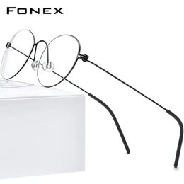 FONEX B Glasses Frame Women Prescription Eyeglasses Men Korean Myopia Optical Frames Morten Screwless Eyewear 7510 240314