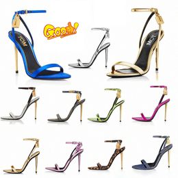 Dress shoes tom ford heels shoe Elegant Brand Women Shoes Padlock Pointy Naked Sandals Hardware Lock and key Woman Metal Stiletto Wedding High Heels With box