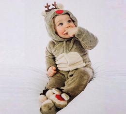 Christmas new baby jumpsuit autumn and winter Pyjamas baby elk coral fleece climbing suit9559046