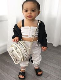 Toddler Kids Baby Girl Clothes Set Summer Fishnet Patchwork Sleeveless Crop TopPants Two Pieces Sets Cotton Casual Children Girls8191099
