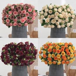 Decorative Flowers Maintenance-free Artificial Flower Realistic Rose Branch With Stem 10 Head Faux For Home A