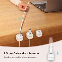 Joyroom 6 Pack Magnetic Cable Clip Cable Holder Adhesive Wire Keeper Cord Cable Organiser for Home Office Under Desk Management