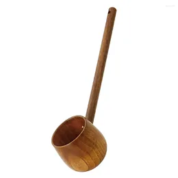 Dinnerware Sets Wooden Water Spoon Long Handle For Canteen Kitchen Ladle Scoop Bath Salt Watering Laundry Powder