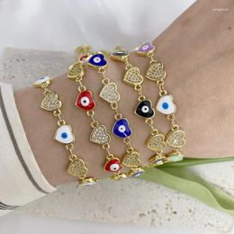 Strand Latest Arrival Heart Shaped Turkish Eye Enamel Jewelry Handcrafted Multi Color Charm Bracelets