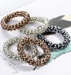 Women Girl Telephone Wire Cord Gum Coil Hair Ties Girls Elastic Hair Bands Ring Rope Leopard Print Bracelet Stretchy Hair Ropes6822551