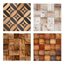 20pcs Imitation Wood Grain Tile Floor Wall Sticker Self Adhesive DIY Living Room Kitchen Bathroom Home Decoration Drop 240301