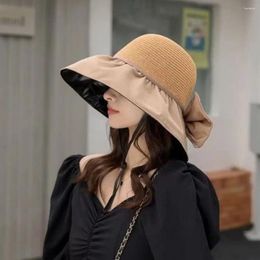Wide Brim Hats Beach For Women Foldable Travel UV Protection Large Outdoor Summer Cap Bucket Hat Bowknot Sun Fisherman