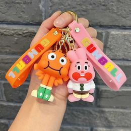 Keychains Lanyards The Amazing World of Gumball Cute Keychain Car Decoration Backpack Pendant Accessories Childrens Halloween Gift Y240316