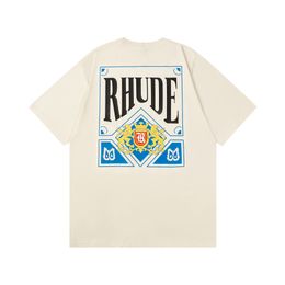 rhude shirt short sleeves designer mens shirts rhude hight quality shirt clothes summer luxury cotton letter printing beach style teesZ81C