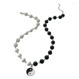 Pendant Necklaces Yin Yang Necklace For Women Men Choker Chirstmas Birthday Jewellery Couple Black White Bead Sweater Chain Dropship