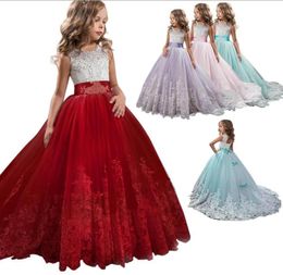 Kids Girls Party Dress Wedding Princess Lace Evening Gown Dresses Bithday Gift Pageant Dress Lace Appliques Back to school uniform4539675