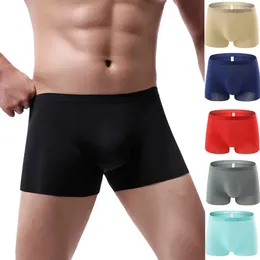 Underpants Sexy Men Ice-Silk Breathable Color Patchwork Underwear Full For Korean Fashion Clothing