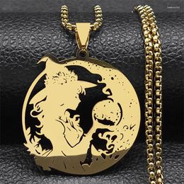 Pendant Necklaces Witchcraft Moon Magic Charm Necklace For Women Men Stainless Steel Gold Colour Punk Amulet Chain Jewellery Gift Collar