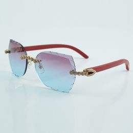 new product bouquet classics diamond and cut sunglasses 8300817 with natural red wood arms size 60-18-135 mm