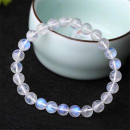 Strand Natural Moonstone Blue Light Bracelet For Women Stretch Crystal Round Bead 7mm 8mm 9mm 10mm