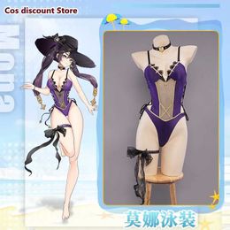 Women's Swimwear Genshin Impact Mona Swimsuit Cosplay Come Jumpsuits Bikini Swimwear Role Play Clothing Sizes S-XL NewC24315