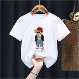 T-Shirts Cool Sunglasses Bear Print Childrens T-Shirt Summer Short Sleeve Kids Tshirt Cartoon Harajuku Girl Boy T Shirt Tops Drop De Dhrhx