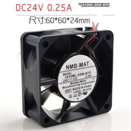 Free shipping New original 2410ML-05W-B70 6025 6CM 24V 0.25A two wire ball fan suitable for NMB 60 * 60 * 25mm