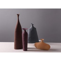 Vases Minimalistic Vase Ceramic - Matt Finish Nordic Modern Table Geometric Morandi Colours Drop Delivery Home Garden Dhgmh