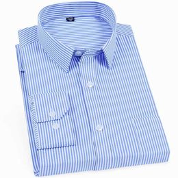 Men's Casual Shirts Mens Long Sle Dress Shirt Blue Striped Shirt Business Office Work Formal Casual Shirt Single Patch Pocket Standard-fitC24315