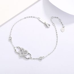 Classic Bracelet Design 925 Silver Heart Cross Membius Ring Infinity Bracelet Heart Shape Crystal Stone Hand Jewellery Gift