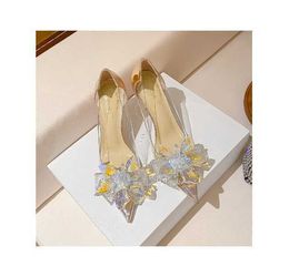 HBP Non Brand Luxury Crystal Wedding Shoes Design Pointed Toe Dress Pvc Transparent High Heels Pumps For Women