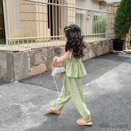 Clothing Sets Summer Girls Clothing Sets Sweet Cute Floral Camisole Plus Anti-Mosquito Pants Fashion Baby Kids Outfit Children Girls Clothes