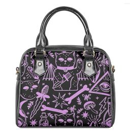 Shoulder Bags Cartoon Cute Kitten Graffiti Pattern Design Casual Tote Bag For Women Commute Messenger Sac Portable Lady Crossbody