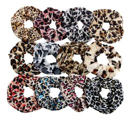 12pcs büyük hayvan leopar saç scrunchie seti kadınlar için saten kadife elastik saç