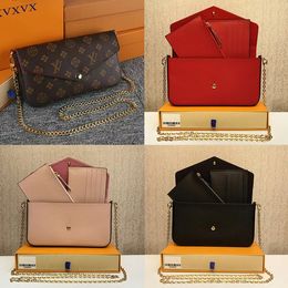 Multi Felicie Pochette Women Chain Bags Wallet Messenger Leather Handbags Shoulder High Quality Flower Lewe Wieden Purse Crossbody Bag