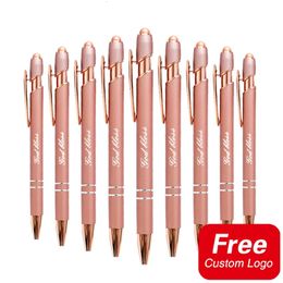 20Pcs Customised Rose Gold Metal Ballpoint Pens Personalised Engraved Name Advertising Gifts Business Stationery Wholesale 240307