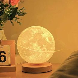 Table Lamps 360 Rotation Moon Night Light 3D Atmosphere Bedside Table Lamp Remote Touch Dimming 3 or 16 Colours LED Lights for Kids Gifts YQ240316