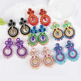 Dangle Chandelier KpacoTa Ethnic boho style womens earrings 2023 handmade jewelry Fashion braided Soutache Pendant earring Colorful Accessories 24316