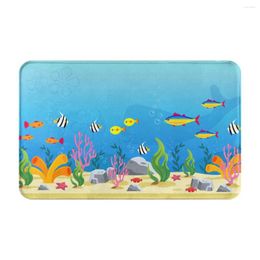 Carpets The Underwater World Cute Cartoon Doormat Rug Carpet Mat Footpad Bath Polyester Absorbent Balcony Toilet Washable Dust