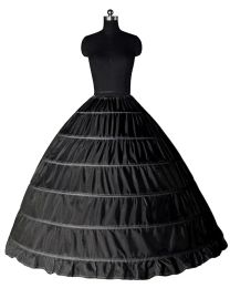 Abito da palla nero bianco 6 cerchi in sottoftaccio spogliatoio crinolina da sposa da sposa Slitta a 6 galline Crinolina per abito Quinceanera