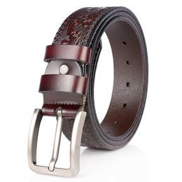 personalized carving technology men's belt fashion jeans belt men's leather pants belt 240315