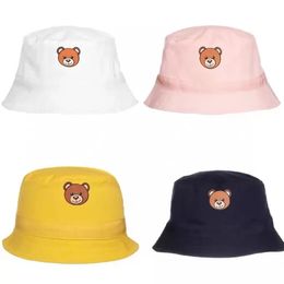 INS Kids Hat Baby Cute Bucket hat Bear Thin Hats Fashion Girl Fisherman Boys Sunhat Four-color Spring Summer Boy Sunscreen Caps A8809