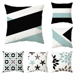 Pillow Blue And White Splicing Colour Cover Geometric Pattern Case Home Decor S Covers For Sofa Square